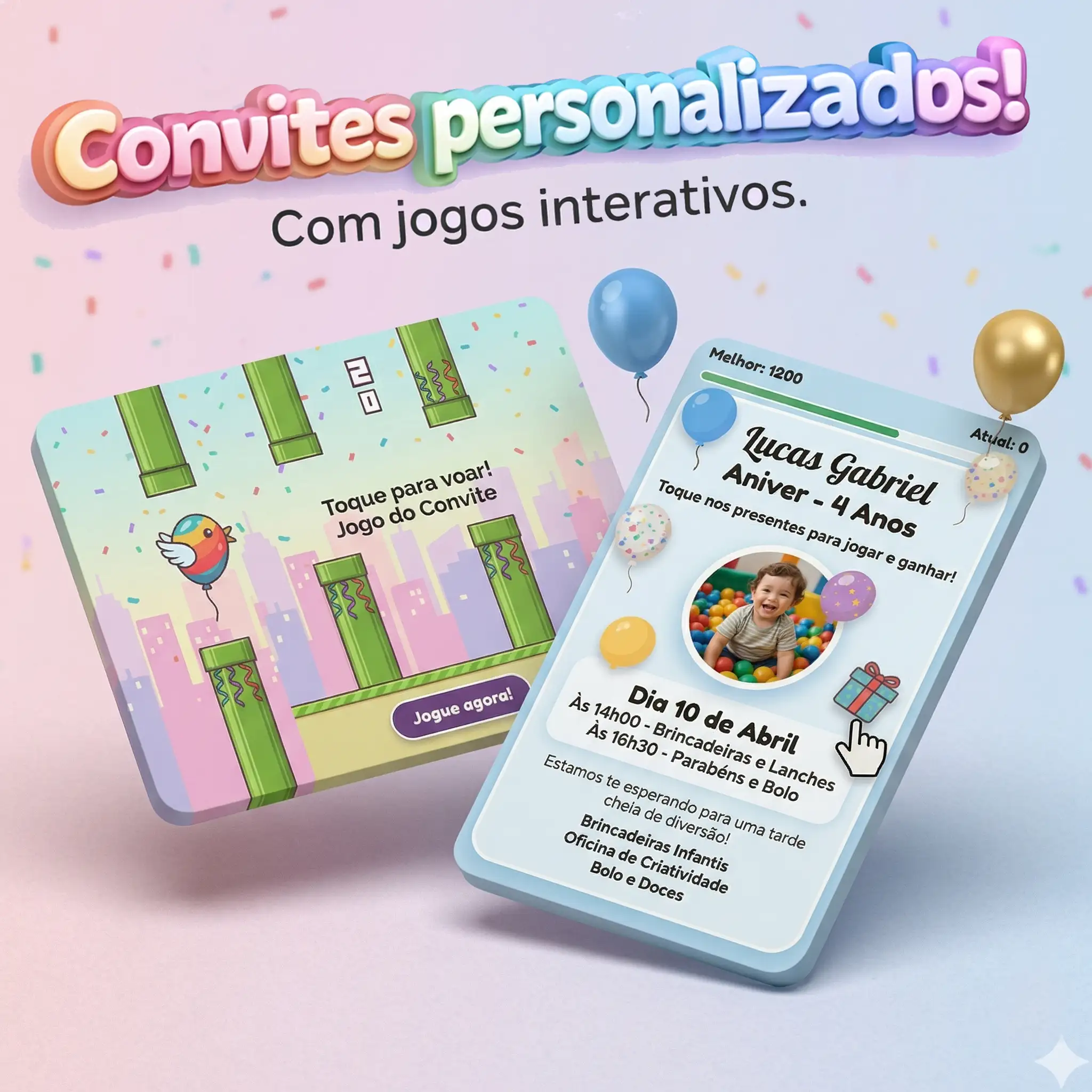 Convites personalizados com jogos interativos